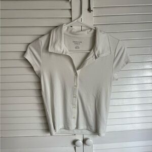 American Eagle Outfitters Women's White Button-Up Top